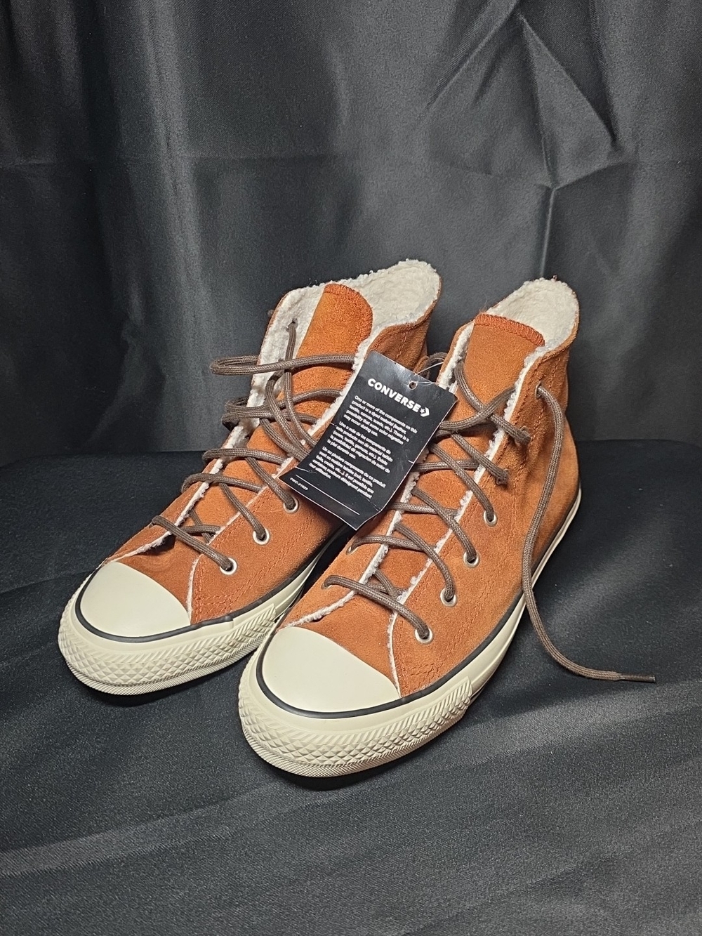 Converse Women's Chuck Taylor All Star Brown Leather Sherpa High-Top Size 7.5